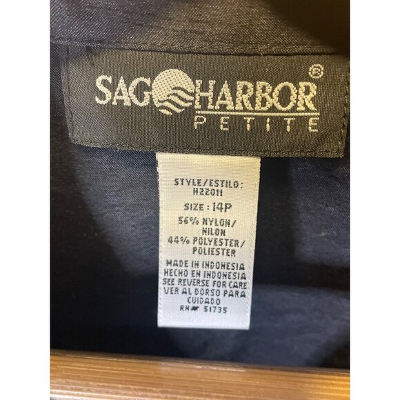 Sag Harbor NWT Charcoal Long Sleeve Button Up Embroidered Blouse SZ 14 Petite - Picture 6 of 8